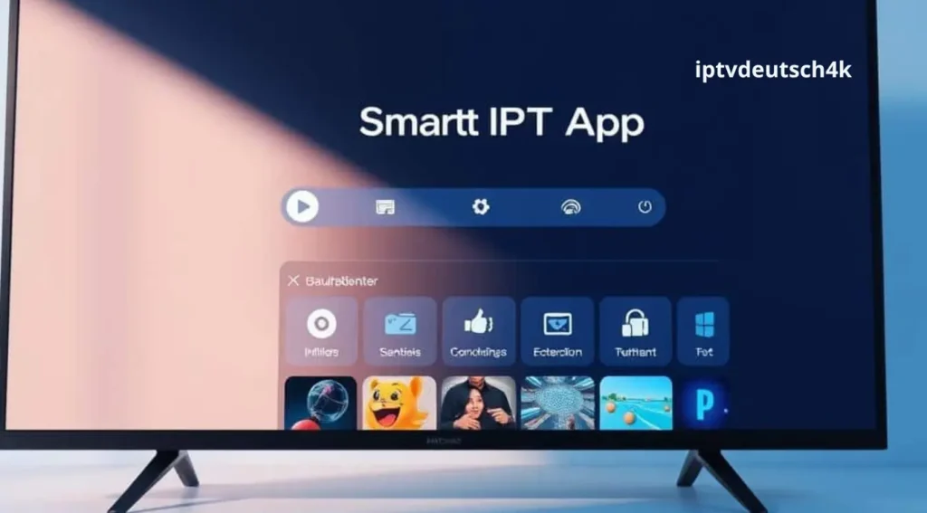 Smart IPTV App kaufen – Übersicht auf dem Smart-TV mit installierten Streaming-Apps und einer modernen Benutzeroberfläche direkt im Wohnzimmer – mit 1bestptv.
