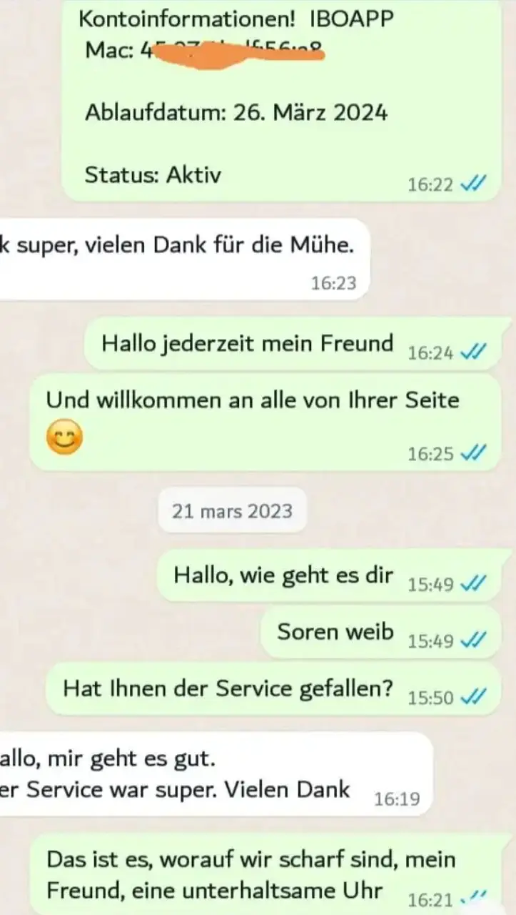 IPTV Kundenfeedback zur erfolgreichen Aktivierung auf Smart TV