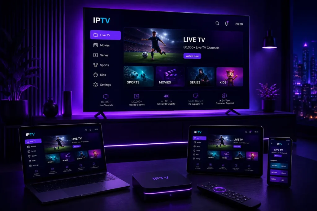 IPTV Line kaufen auf Smart TV, Laptop, Tablet und Smartphone mit Live TV, Filmen und Serien